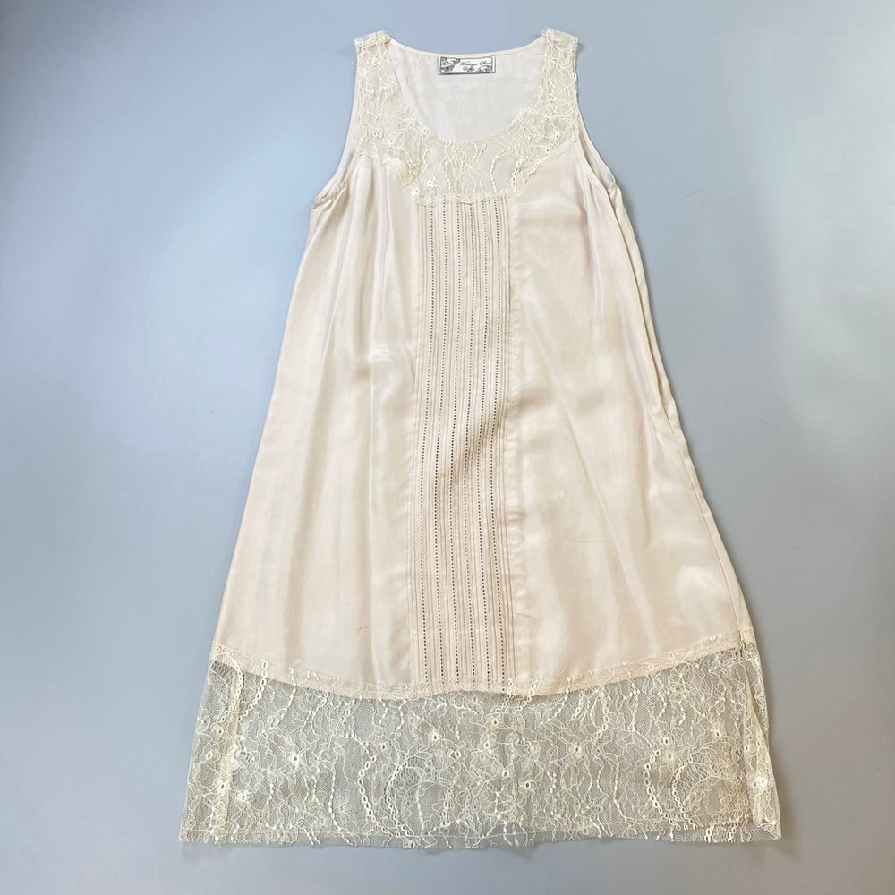 Silk Lace-Trim Chemise Slip in Ivory